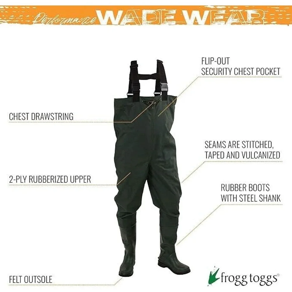 Frogg Toggs Cascades 2-ply Poly/Rubber Bootfoot Chest Wader - 2715343 - Size 8